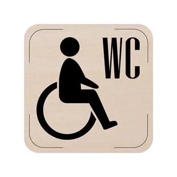 Popis místnosti - cedulka na dveře - WC invalidé, dřevěná tabulka, 80 x 80 mm