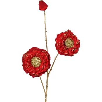 Vánoční dekorace Kaeming Květina ZINNIA, 74 cm, červená, KSD