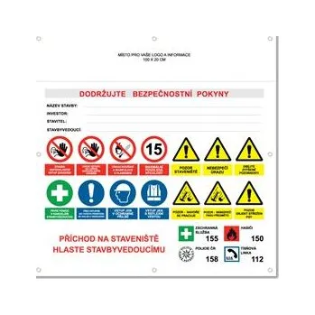AREÁL STAVBY 2 bezpečnostní banner s logem firmy - 100x100 cm