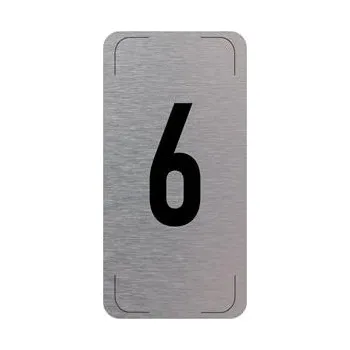 Označení podlaží - číslo 6, hliníková tabulka, 300 x 150 mm