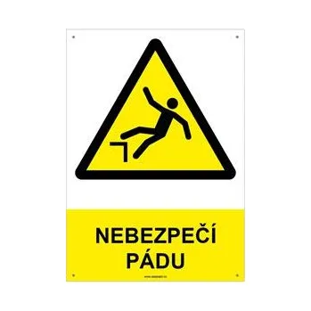 NEBEZPEČÍ PÁDU - bezpečnostní tabulka s dírkami, plast A4, 2 mm