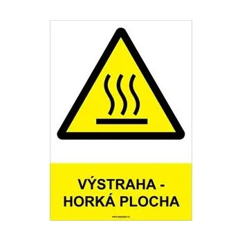 VÝSTRAHA - HORKÁ PLOCHA - bezpečnostní tabulka, samolepka A4