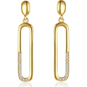 Náušnice Pozlacené stříbrné náušnice s oválky a zirkony - Meucci SYE227