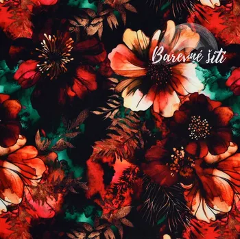 Zimní softshell Podzimní vzácné květy VÝRAZNÉ (E) (Zimní softshell potištěný)