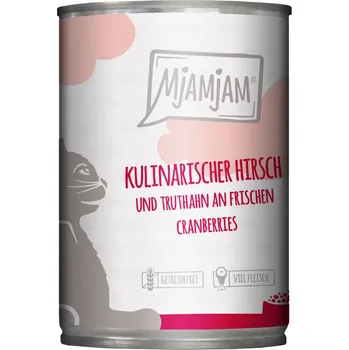 Krmivo pro kočku 24x400g MjAMjAM - jelení a krůtí s brusinkami