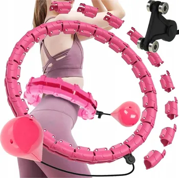 HULA HOOP SE ZATÍŽENÍM A SKLÁDACÍMI VÝSTUPKY PRO HUBNUTÍ MAT-T-144 RŮŽOVÁ
