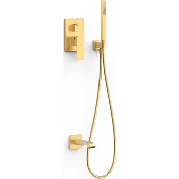 Vodovodní baterie Nástěnná sprchová baterie páková TRES Cuadro Exclusive zlatá