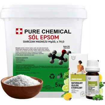 Koupelová sůl Epsomská sůl 5 kg síran hořečnatý hořká sůl do koupele relax + olejíček ÚNAVA