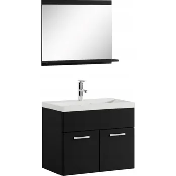 Koupelnový nábytek Koupelnová skříňka s umyvadlem, zrcadlo černá matná 60x35 cm Etna