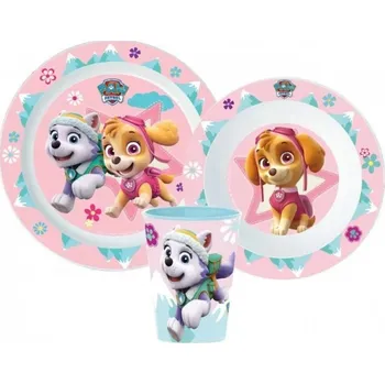 Party nádobí Sada plastového nádobí s kelímkem Tlapková Patrola Skye a Everest | Paw Patrol