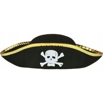 Klobouk Pirátský klobouk Diabolo černý s lebkou, velikost 58 cm