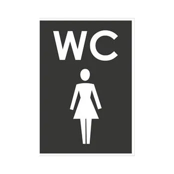 WC ŽENY, šedá, plast 2 mm 105x148 mm