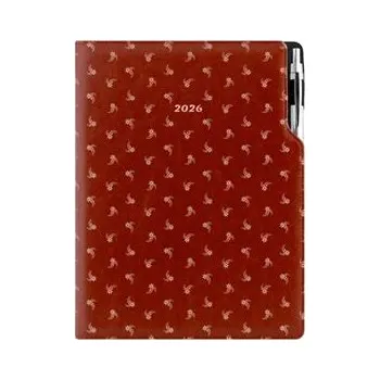 Diář Diář DESIGN tydenní A4 2026 - hnědá - Bílý květ