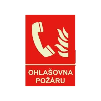 Ohlašovna požáru s textem - fotoluminiscenční tabulka, samolepka 150x210 mm