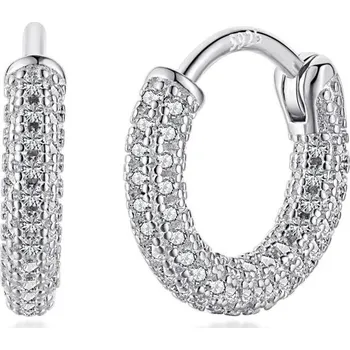 Náušnice Stříbrné kroužkové náušnice s čirými zirkony - Meucci SYE223