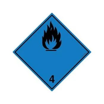 NEBEZPEČÍ VYVÍJENÍ HOŘLAVÉHO PLYNU PŘI STYKU S VODOU Č.4 ČERNÝ SYMBOL, plast 2 mm, 100x100 mm