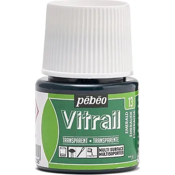 Speciální výtvarná barva Nevypalovací barva na sklo Pébéo Vitrail 45 ml – 13 Emerald