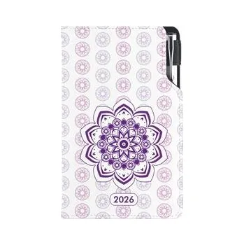 Diář Diář DESIGN týdenní kapesní 2026 český - Mandala fialová