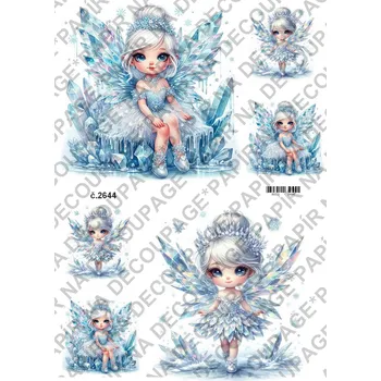 Umělecký papír Rýžový a soft papír na decoupage - Ledová víla, zimní - KB2644 Materiál: Soft, Rozměr: A4