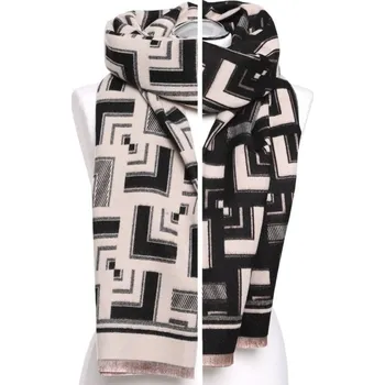 Šála Dámská šála oboustranná velká elegantní MORAJ geometrický vzor černá