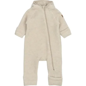 OVERAL MIKK-LINE S KAPUCÍ S UŠIMA, MELANGE OFFWHITE, MERINO VLNA Velikost: 98