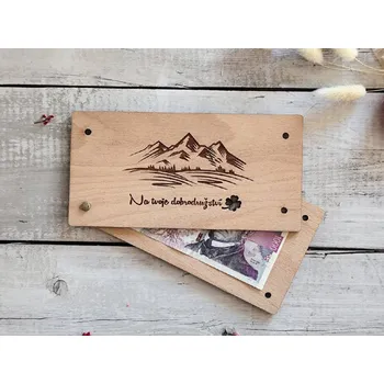 Obálka Dřevěná obálka na peníze - Na tvoje dobrodružství