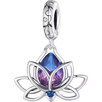 Korálek Prosperk Korálek na náramek Lotosový květ fialovo růžový