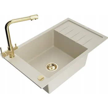 Granitový dřez Jednokomorový granitový dřez Mexen Elias béžový