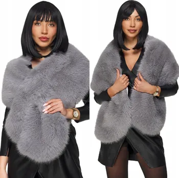 Dámská vesta Fashionweek Dámská štola, límec na bundu na kabát i na ples na šaty, pléd přes ramena KARR313 Barva: šedý, Velikost: Universal