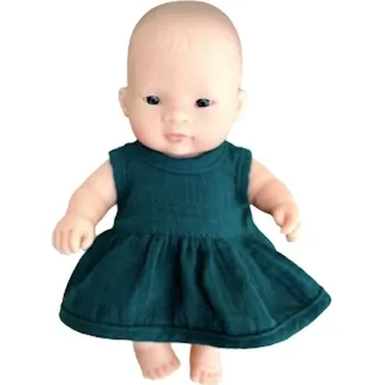 Doplněk pro panenku Botanická zelená 21 - Mušelínové Šaty pro panenky - Velikost 21 Miniland