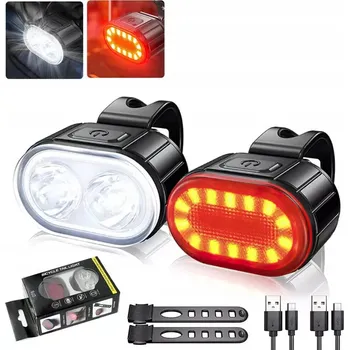Cyklosvítilna SADA SVĚTEL NA KOLO PŘEDNÍ ZADNÍ LEHKÉ LED OSVĚTLENÍ NA KOLO USB