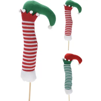 Vánoční dekorace Vánoční punčocha ELF na dřevěné tyči 56 cm (2 varianty /cena za 1 ks)