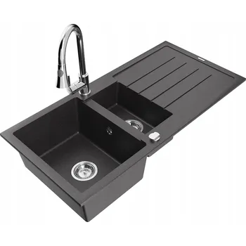 Granitový dřez Dřez jednokomorový s vaničkou Mexen Andres granit černý