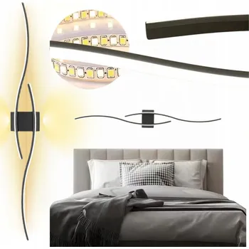 Nástěnné svítidlo ČERNÉ NÁSTĚNNÉ SVÍTIDLO LED LINEÁRNÍ MODERNÍ LAMPA DO OBÝVACÍHO POKOJE LOŽNICE