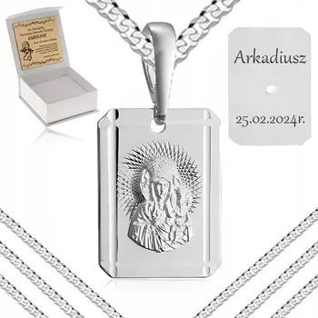 Řetízek STŘÍBRNÝ ŘETÍZEK PANCER + MEDAILON Panna Maria Čenstochovská RYZOST 925 45 CM