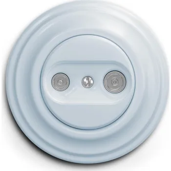 Elektrická zásuvka Kliklap - Retro účastnická zásuvka TV+R (průběžná) s rámečkem modrá