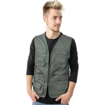Pánská vesta Megitarnow Pánská vesta Safari s kapsami, zelená, velikost 6XL
