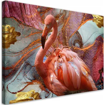 Obraz OBRAZ NA PLÁTNĚ Růžový plameňák abstrakce 60x40