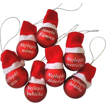 Svíčka Koule sklo 40 mm na stromeček s přáním a čepicí, červená