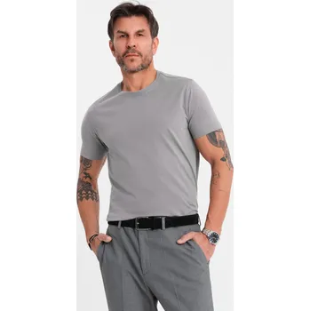 Pánské tričko Pánské klasické bavlněné tričko BASIC - šedé V3 OM-TSBS-0236 - M