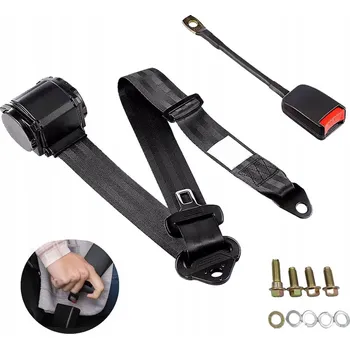 Návlek na bezpečnostní pás BEZPEČNOSTNÍ PÁS AUTOMOBILOVÁ s přezkou, zámek do auta, ČERNÝ