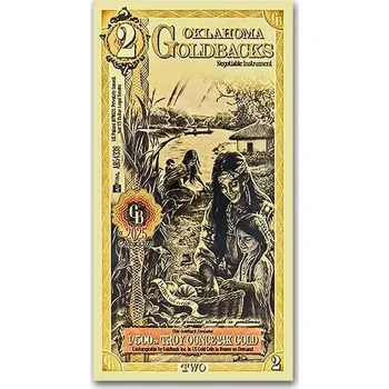 Zlatý slitek 2 Oklahoma Goldback - Aurum Gold Foil Note (24k)