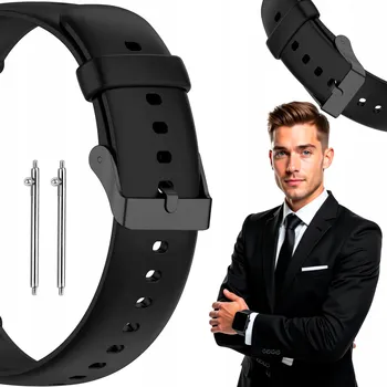 Řemínek na hodinky Silikonový řemínek k hodinkám Polax, černý, 22 mm