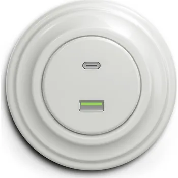 Elektrická zásuvka Kliklap - Retro USB zásuvka A+C s rámečkem bílá
