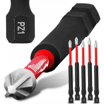 Bit 5x Bity úderové do VRTAČKY PZ1 90 mm MILWAUKEE MAGNETICKÝ HROT POZIDRIV