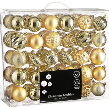 Vánoční dekorace LAALU Vánoční ozdoby - koule, champagne, 7 cm, 60 ks