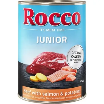 Krmivo pro psa Vlhké krmivo Rocco JUNIOR hovězí a losos s bramborami 400g