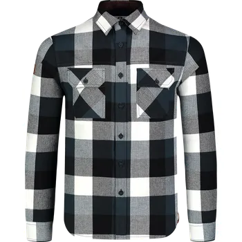 Pánská košile Pánská flanelová košile NORDBLANC QUANTUM NBSSM8243 ŠEDÁ/ZELENÁ M