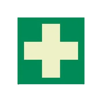 První pomoc - ošetřovna - lékarnička - fotoluminiscenční tabulka, plast 2 mm 200x200 mm