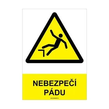 NEBEZPEČÍ PÁDU - bezpečnostní tabulka, plast A4, 2 mm